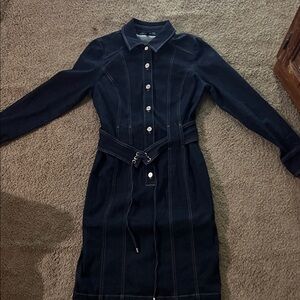 White House Black Market Navy Long Sleeve Dress